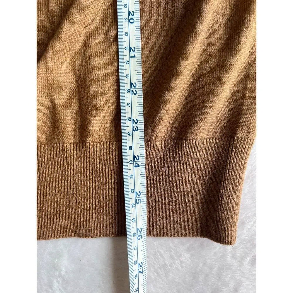 Banana Republic Luxury Blend V-Neck Sweater Men's M Camel Silk Cotton Cashmere